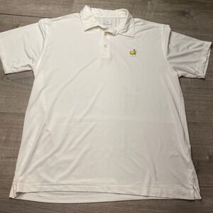 Masters Tech Shirt Polo Mens XL White Polyester Spandex Golf Performance Logo